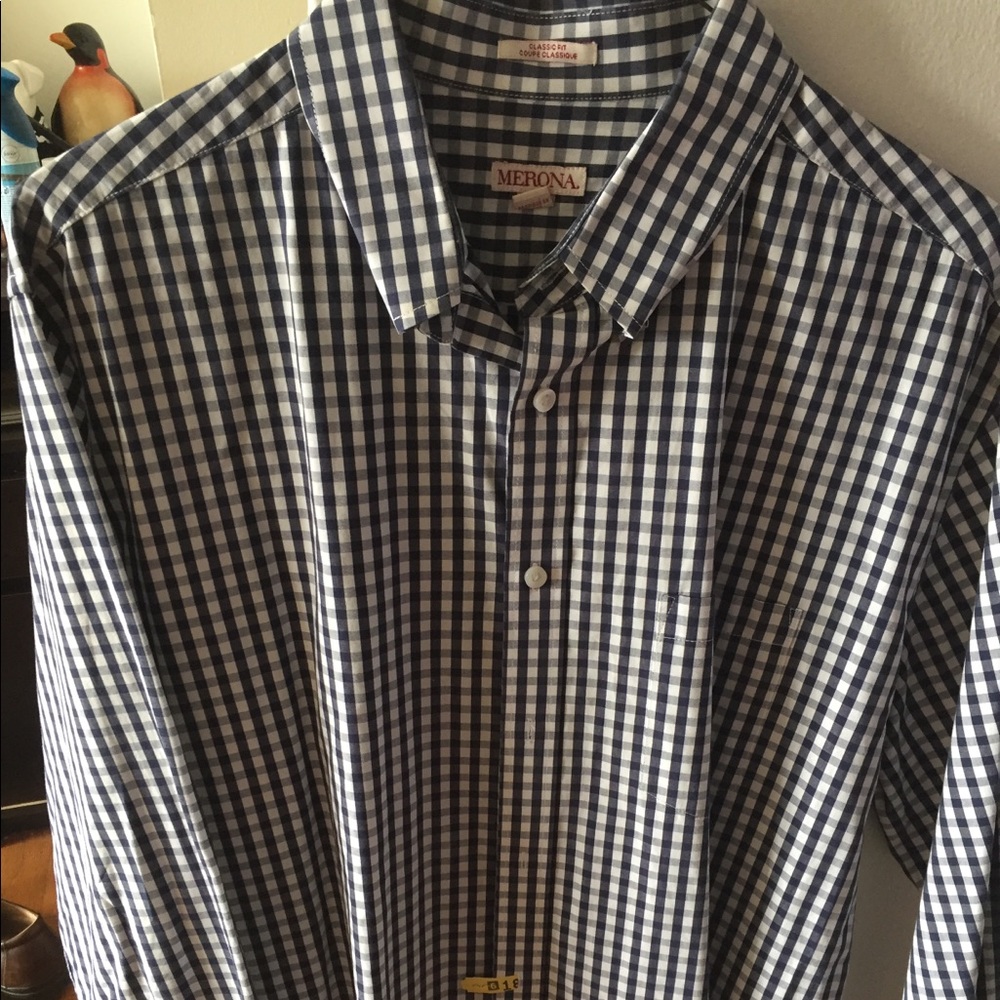 Merona black checkered shirt, XL, classic fit